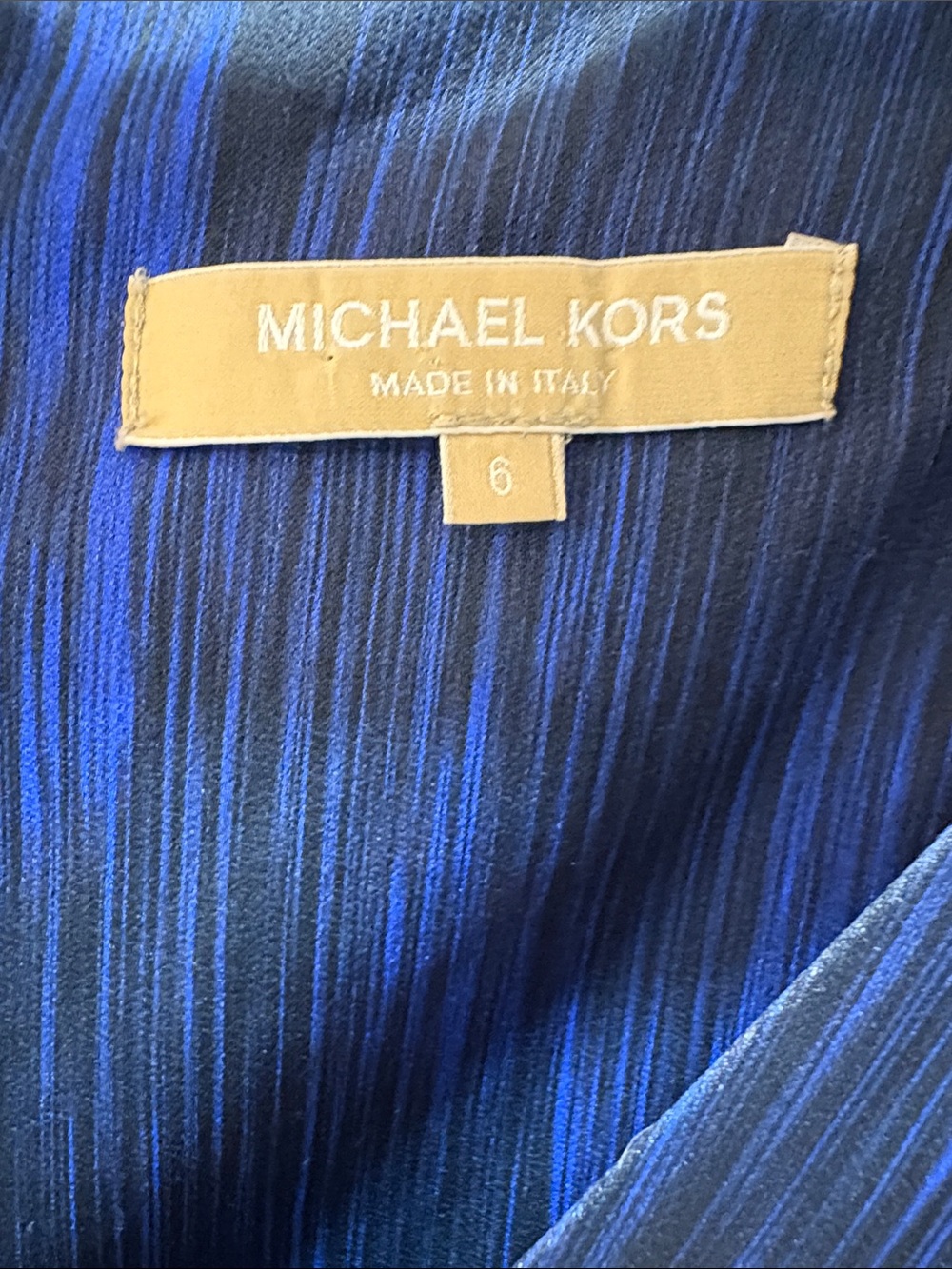 Michael Kors Electric Blue & Black V-Neck Midi Sheath Dress - Picture 2 of 3